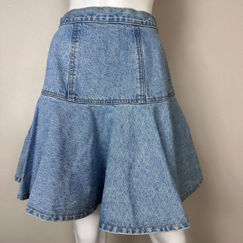 Vintage 1990s Blue Denim Mini Skirt, Zena Jeans Size XXS, Light Wash